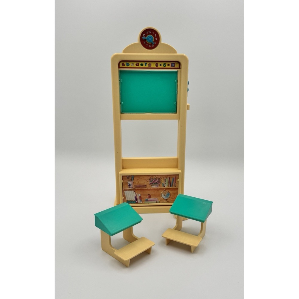 Vintage Barbie School Chalkboard Classroom Desks Talking Toy Mattel As Is